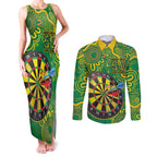 First Nations Darts NAIDOC 2026 Couples Matching Tank Maxi Dress and Long Sleeve Button Shirt Aboriginal Dot Art Dartboard Green