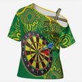 First Nations Darts NAIDOC 2026 Cross Shoulder Shirt Aboriginal Dot Art Dartboard Green
