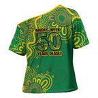 First Nations Darts NAIDOC 2026 Cross Shoulder Shirt Aboriginal Dot Art Dartboard Green