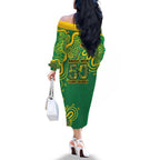 First Nations Darts NAIDOC 2026 Family Matching Off The Shoulder Long Sleeve Dress and Hawaiian Shirt Aboriginal Dot Art Dartboard Green