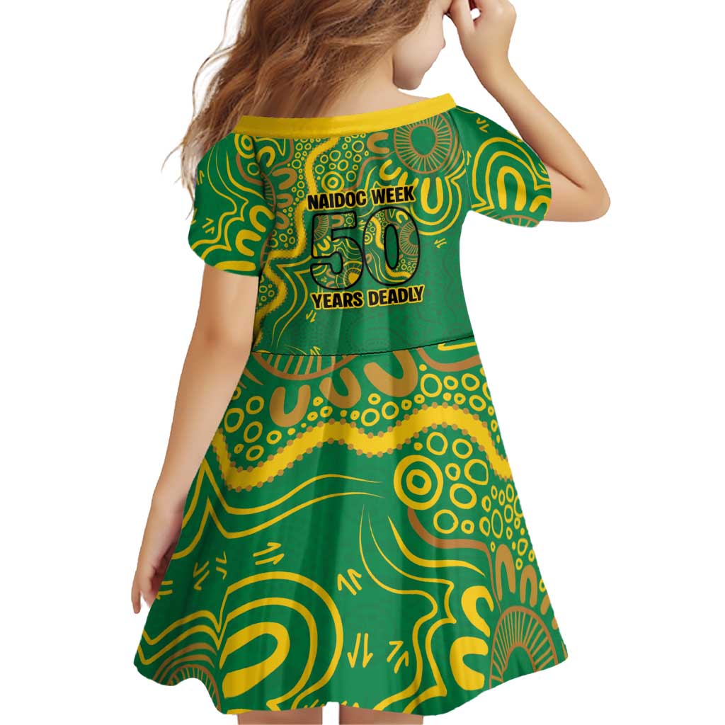 First Nations Darts NAIDOC 2026 Family Matching Short Sleeve Bodycon Dress and Hawaiian Shirt Aboriginal Dot Art Dartboard Green