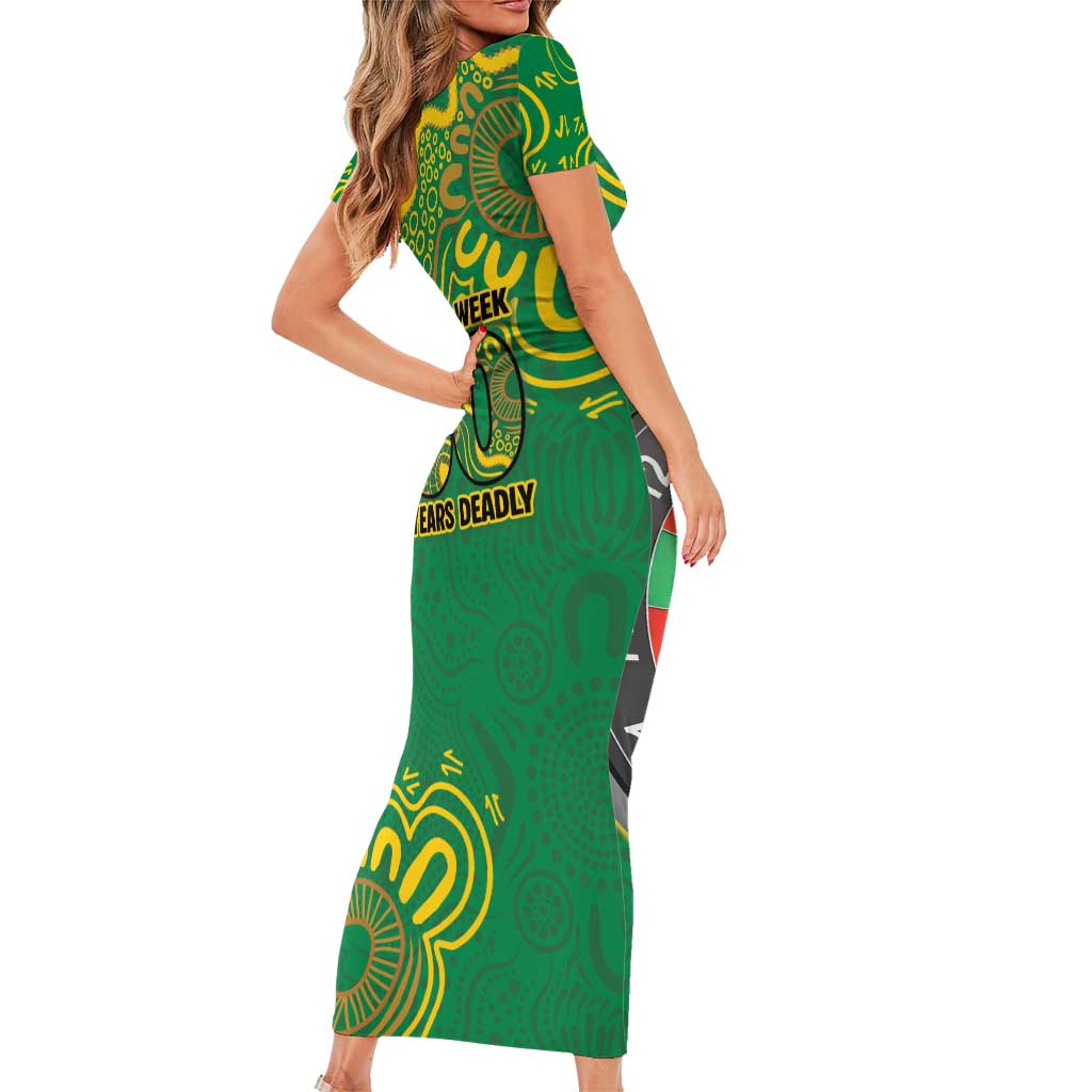 First Nations Darts NAIDOC 2026 Family Matching Short Sleeve Bodycon Dress and Hawaiian Shirt Aboriginal Dot Art Dartboard Green