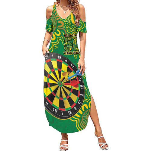 First Nations Darts NAIDOC 2026 Family Matching Summer Maxi Dress and Hawaiian Shirt Aboriginal Dot Art Dartboard Green