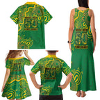 First Nations Darts NAIDOC 2026 Family Matching Tank Maxi Dress and Hawaiian Shirt Aboriginal Dot Art Dartboard Green