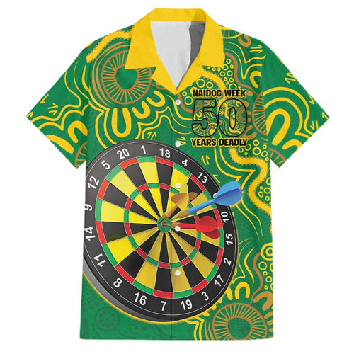 First Nations Darts NAIDOC 2026 Family Matching Tank Maxi Dress and Hawaiian Shirt Aboriginal Dot Art Dartboard Green