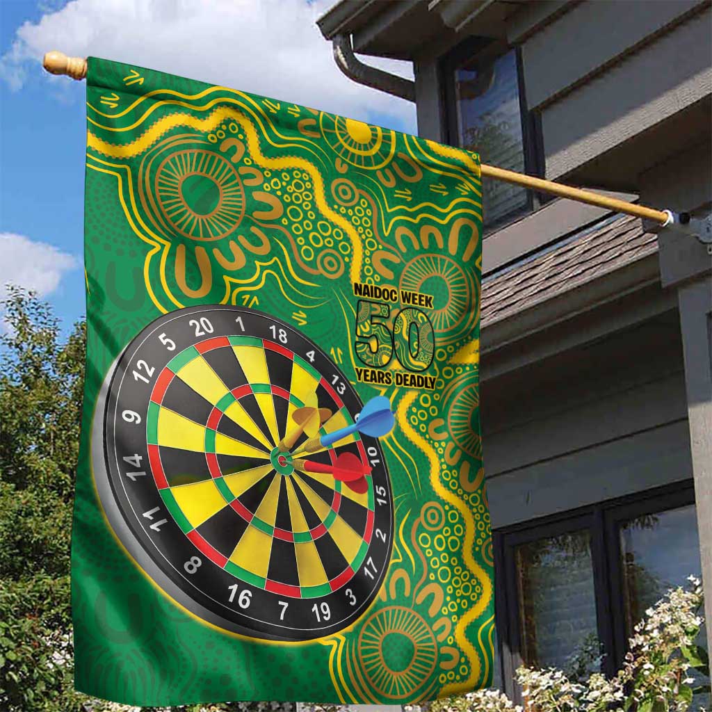 First Nations Darts NAIDOC 2026 Garden Flag Aboriginal Dot Art Dartboard Green