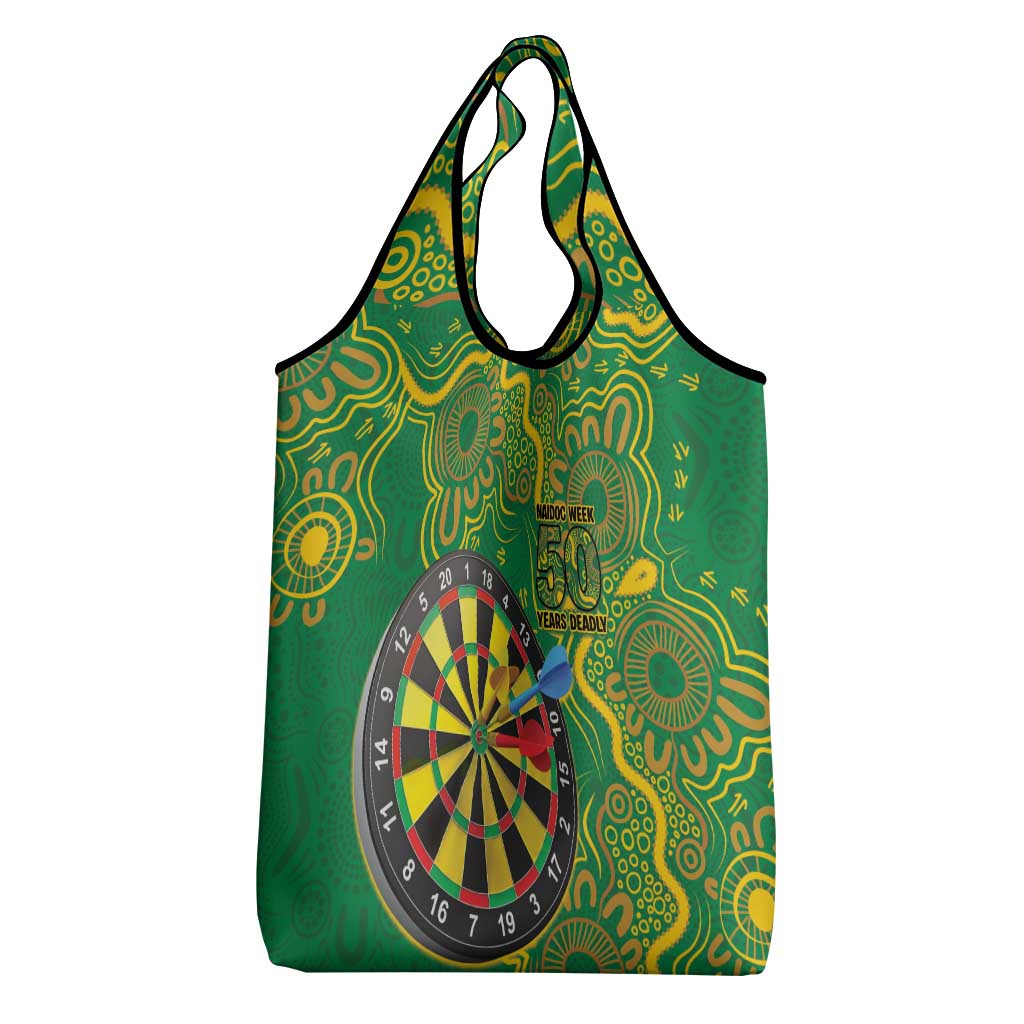 First Nations Darts NAIDOC 2026 Grocery Bag Aboriginal Dot Art Dartboard Green