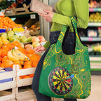 First Nations Darts NAIDOC 2026 Grocery Bag Aboriginal Dot Art Dartboard Green