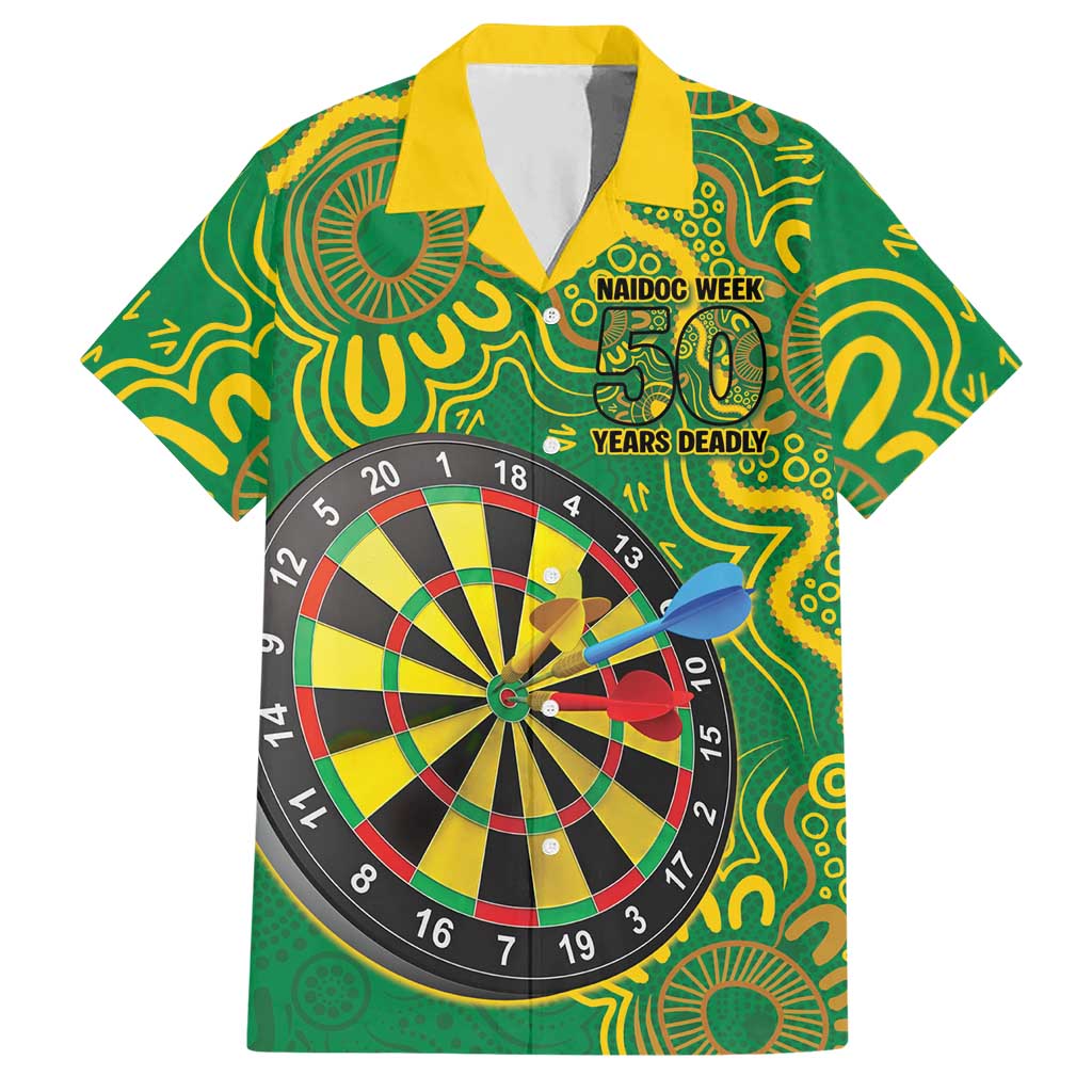 First Nations Darts NAIDOC 2026 Hawaiian Shirt Aboriginal Dot Art Dartboard Green