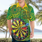 First Nations Darts NAIDOC 2026 Hawaiian Shirt Aboriginal Dot Art Dartboard Green