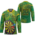First Nations Darts NAIDOC 2026 Hockey Jersey Aboriginal Dot Art Dartboard Green