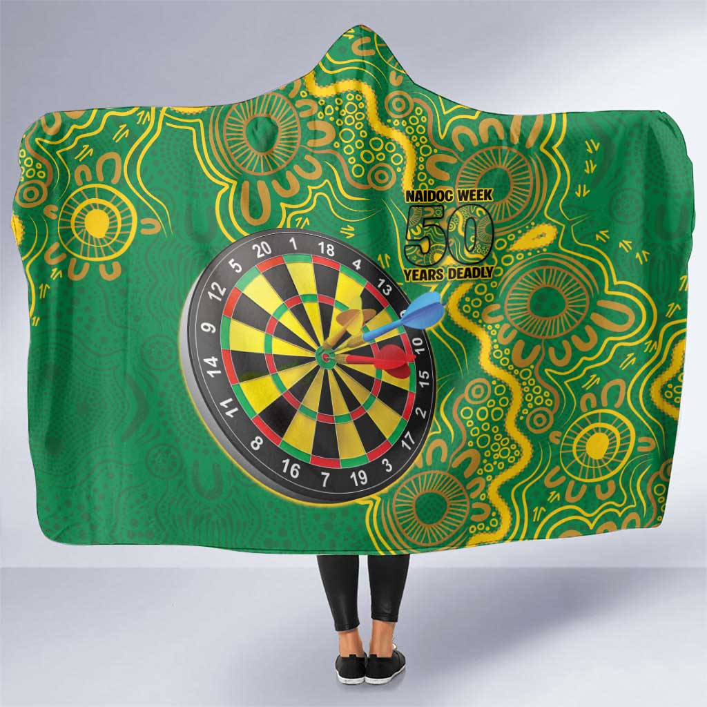 First Nations Darts NAIDOC 2026 Hooded Blanket Aboriginal Dot Art Dartboard Green