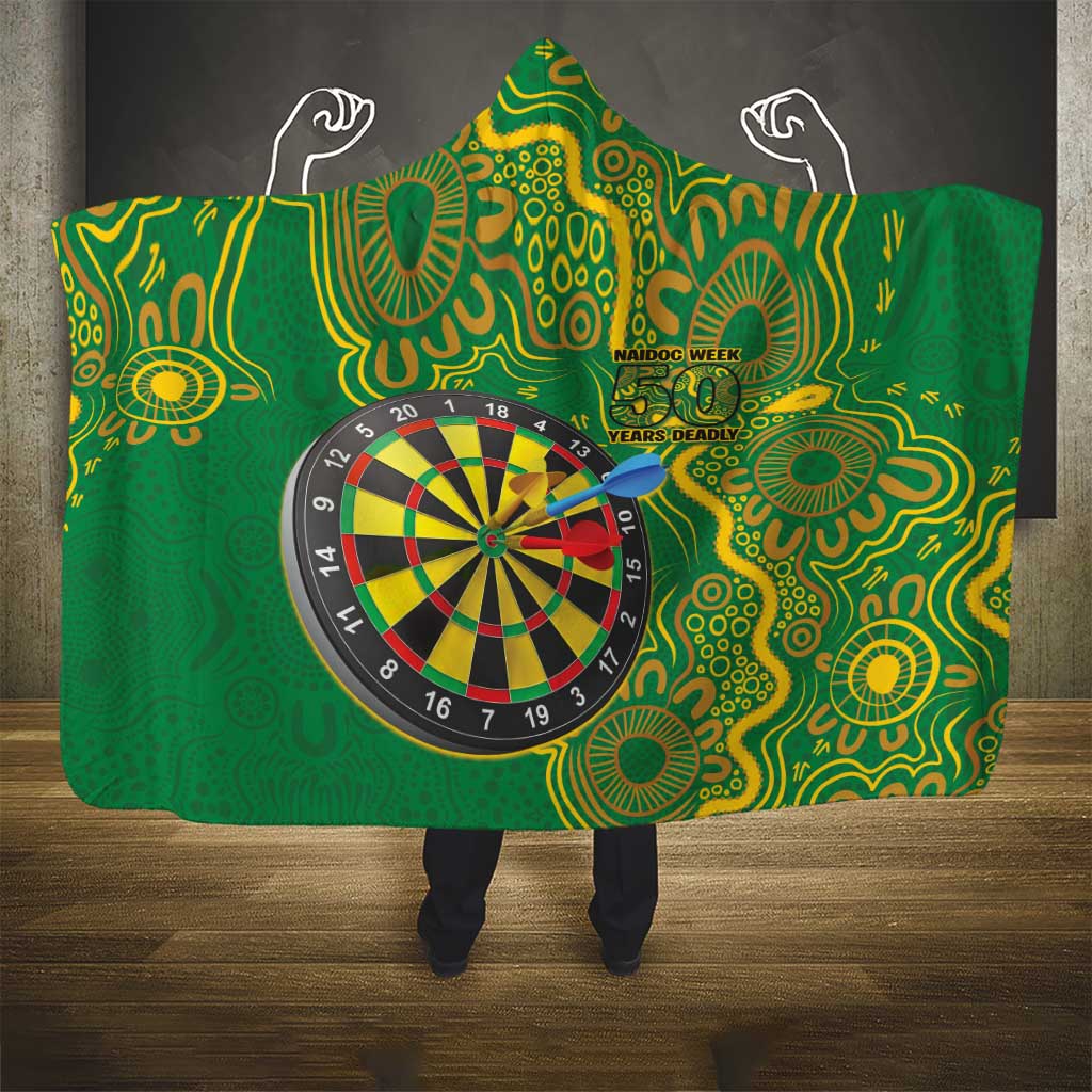 First Nations Darts NAIDOC 2026 Hooded Blanket Aboriginal Dot Art Dartboard Green
