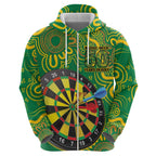 First Nations Darts NAIDOC 2026 Hoodie Aboriginal Dot Art Dartboard Green