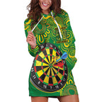 First Nations Darts NAIDOC 2026 Hoodie Dress Aboriginal Dot Art Dartboard Green