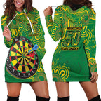 First Nations Darts NAIDOC 2026 Hoodie Dress Aboriginal Dot Art Dartboard Green
