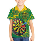 First Nations Darts NAIDOC 2026 Kid Hawaiian Shirt Aboriginal Dot Art Dartboard Green