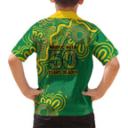 First Nations Darts NAIDOC 2026 Kid Hawaiian Shirt Aboriginal Dot Art Dartboard Green