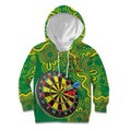 First Nations Darts NAIDOC 2026 Kid Hoodie Aboriginal Dot Art Dartboard Green