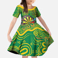 First Nations Darts NAIDOC 2026 Kid Short Sleeve Dress Aboriginal Dot Art Dartboard Green