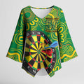 First Nations Darts NAIDOC 2026 Kimono Sleeve Blouse Aboriginal Dot Art Dartboard Green