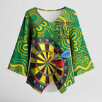 First Nations Darts NAIDOC 2026 Kimono Sleeve Blouse Aboriginal Dot Art Dartboard Green