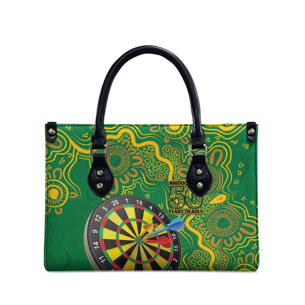 First Nations Darts NAIDOC 2026 Leather Bag Aboriginal Dot Art Dartboard Green