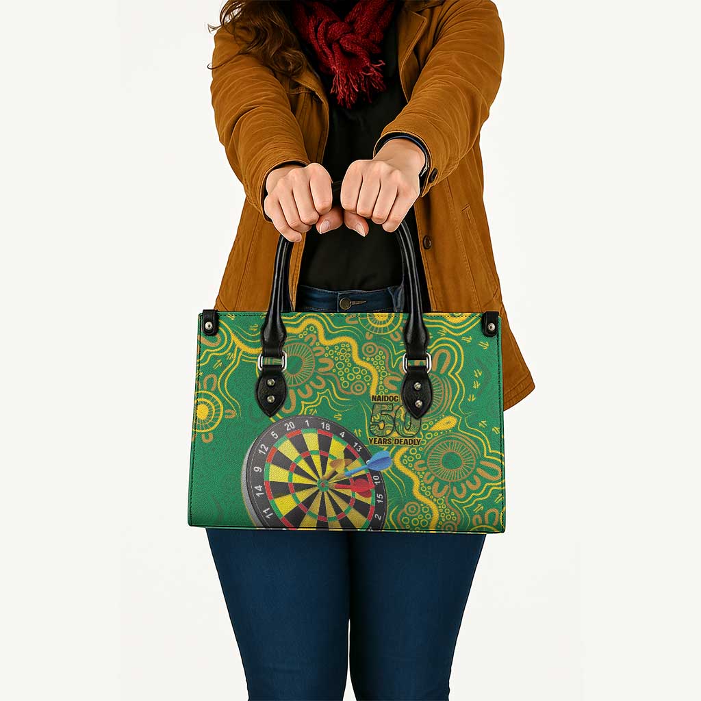 First Nations Darts NAIDOC 2026 Leather Bag Aboriginal Dot Art Dartboard Green