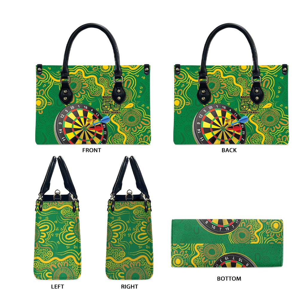 First Nations Darts NAIDOC 2026 Leather Bag Aboriginal Dot Art Dartboard Green
