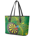 First Nations Darts NAIDOC 2026 Leather Tote Bag Aboriginal Dot Art Dartboard Green