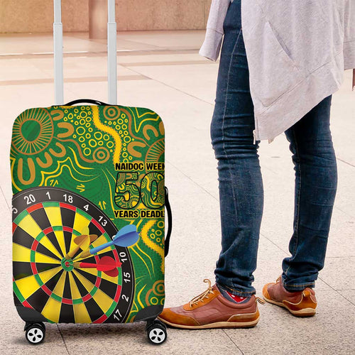 First Nations Darts NAIDOC 2026 Luggage Cover Aboriginal Dot Art Dartboard Green
