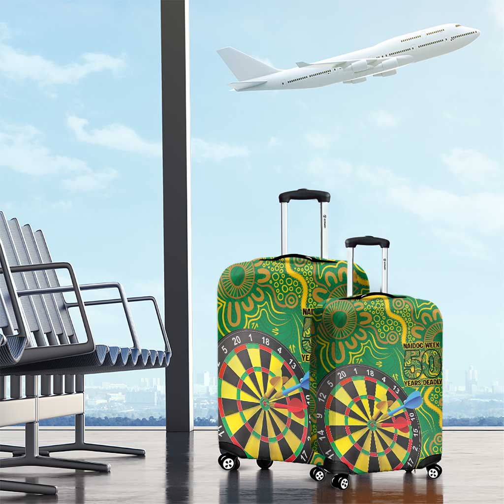 First Nations Darts NAIDOC 2026 Luggage Cover Aboriginal Dot Art Dartboard Green