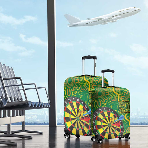 First Nations Darts NAIDOC 2026 Luggage Cover Aboriginal Dot Art Dartboard Green