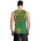 First Nations Darts NAIDOC 2026 Men Tank Top Aboriginal Dot Art Dartboard Green