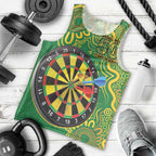 First Nations Darts NAIDOC 2026 Men Tank Top Aboriginal Dot Art Dartboard Green