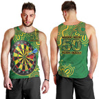 First Nations Darts NAIDOC 2026 Men Tank Top Aboriginal Dot Art Dartboard Green