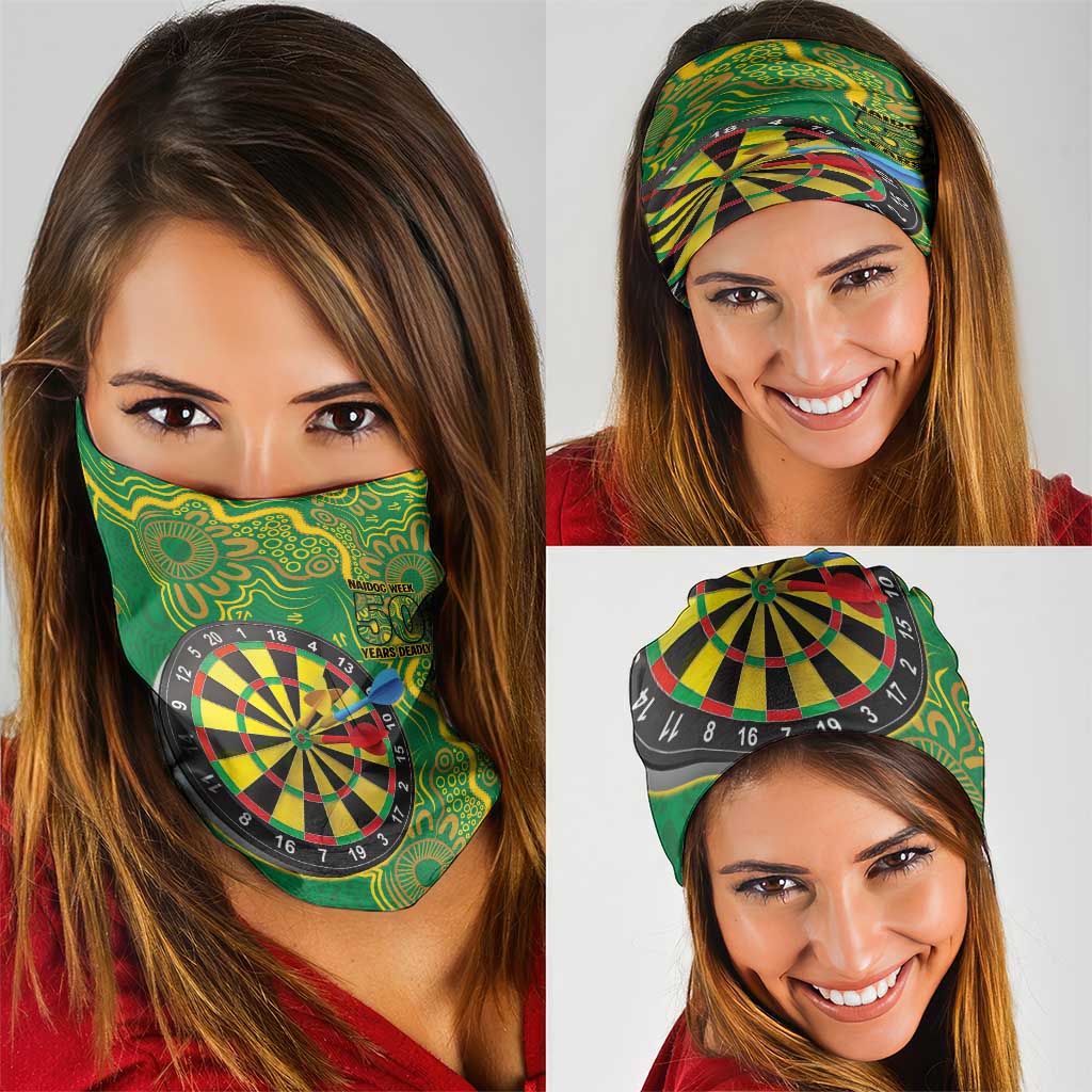 First Nations Darts NAIDOC 2026 Neck Gaiter Aboriginal Dot Art Dartboard Green