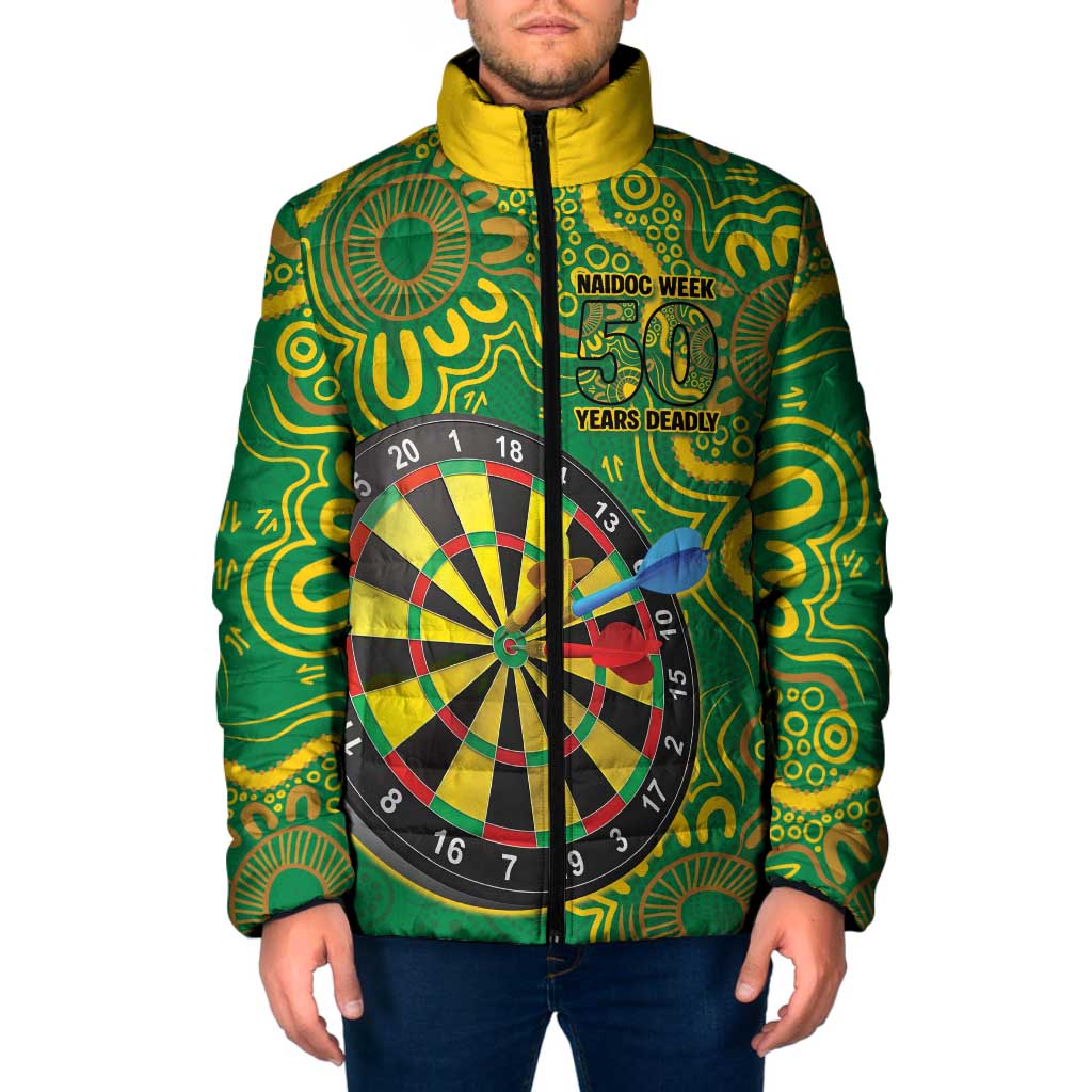 First Nations Darts NAIDOC 2026 Padded Jacket Aboriginal Dot Art Dartboard Green
