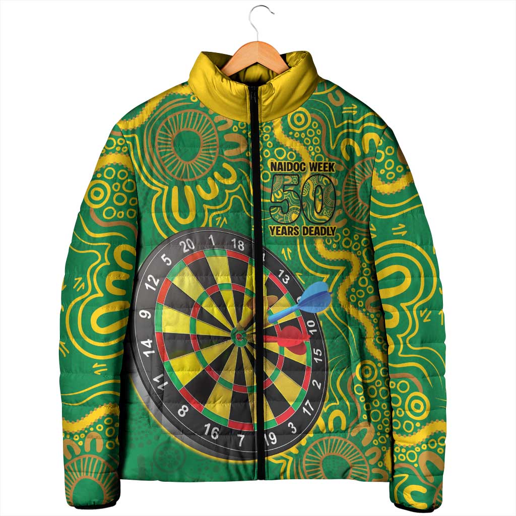 First Nations Darts NAIDOC 2026 Padded Jacket Aboriginal Dot Art Dartboard Green