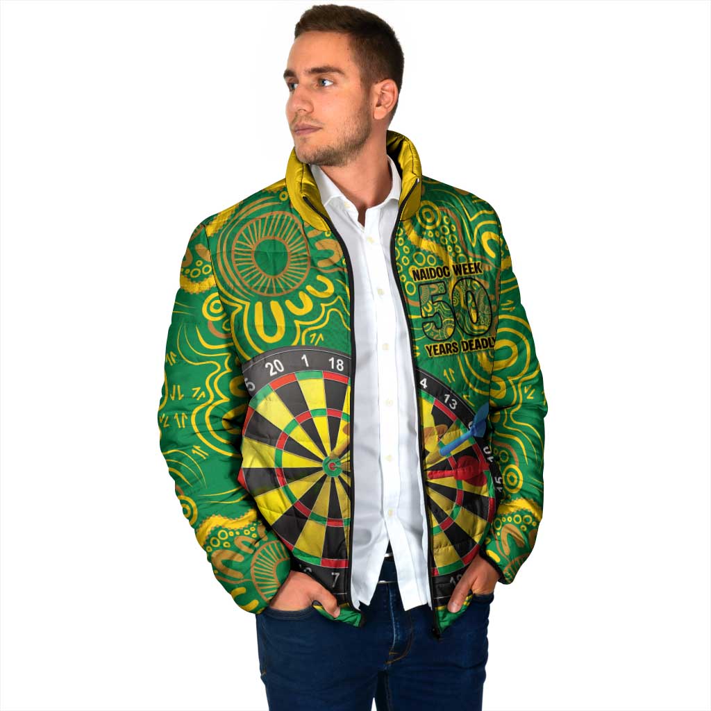 First Nations Darts NAIDOC 2026 Padded Jacket Aboriginal Dot Art Dartboard Green