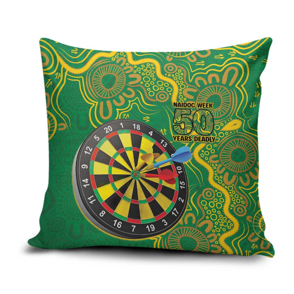 First Nations Darts NAIDOC 2026 Pillow Cover Aboriginal Dot Art Dartboard Green
