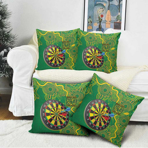 First Nations Darts NAIDOC 2026 Pillow Cover Aboriginal Dot Art Dartboard Green