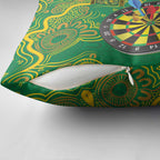 First Nations Darts NAIDOC 2026 Pillow Cover Aboriginal Dot Art Dartboard Green