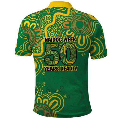 First Nations Darts NAIDOC 2026 Polo Shirt Aboriginal Dot Art Dartboard Green