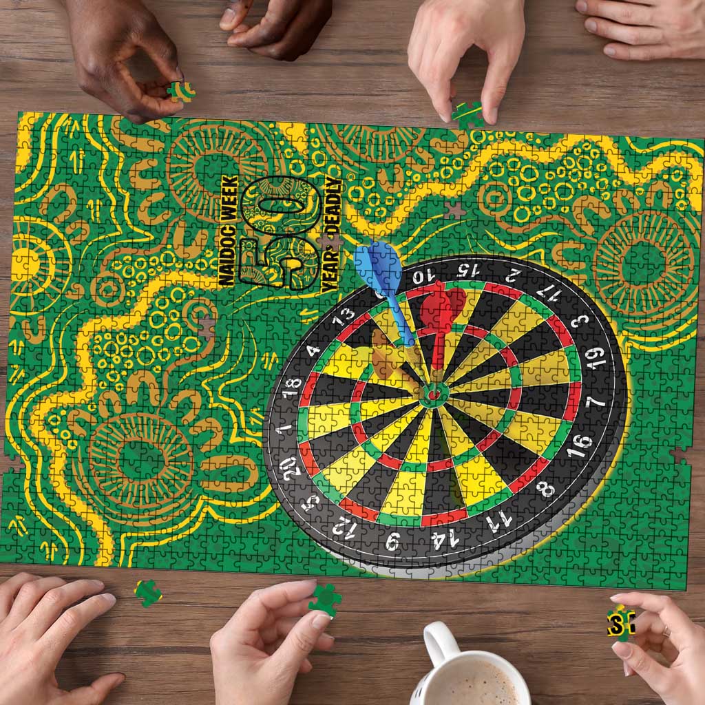 First Nations Darts NAIDOC 2026 Puzzle Aboriginal Dot Art Dartboard Green