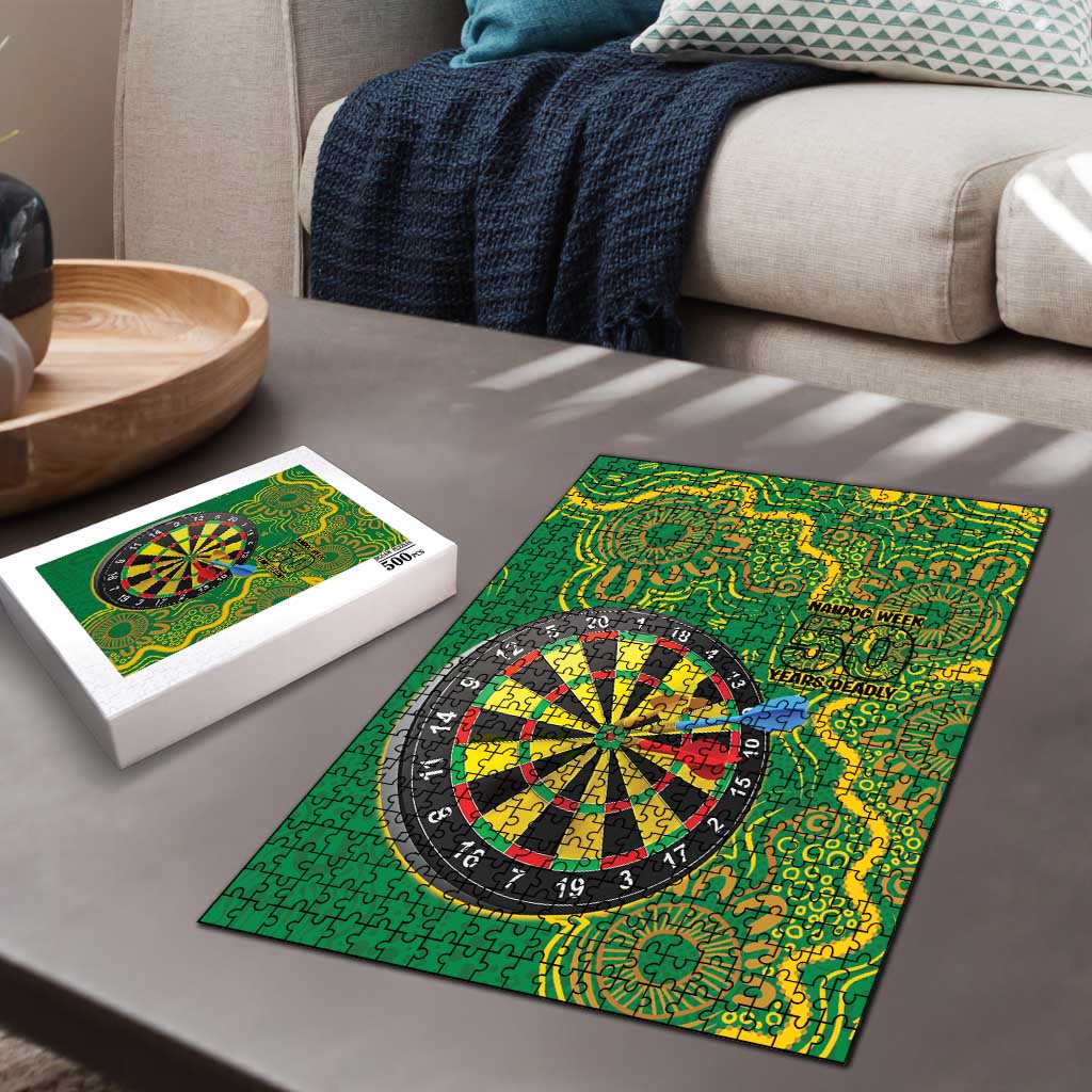 First Nations Darts NAIDOC 2026 Puzzle Aboriginal Dot Art Dartboard Green