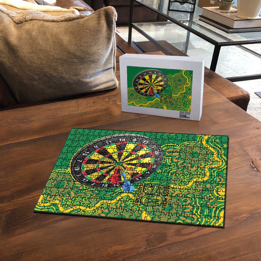 First Nations Darts NAIDOC 2026 Puzzle Aboriginal Dot Art Dartboard Green