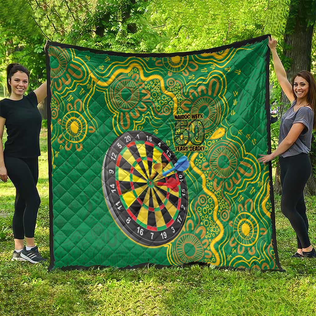 First Nations Darts NAIDOC 2026 Quilt Aboriginal Dot Art Dartboard Green