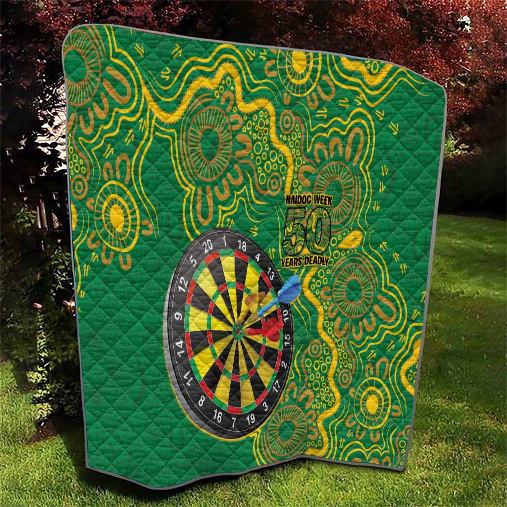 First Nations Darts NAIDOC 2026 Quilt Aboriginal Dot Art Dartboard Green