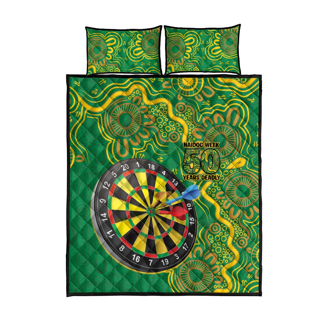 First Nations Darts NAIDOC 2026 Quilt Bed Set Aboriginal Dot Art Dartboard Green